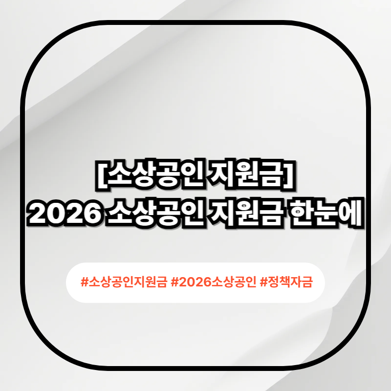 2026 소상공인 지원금 종류와 비교표 이미지